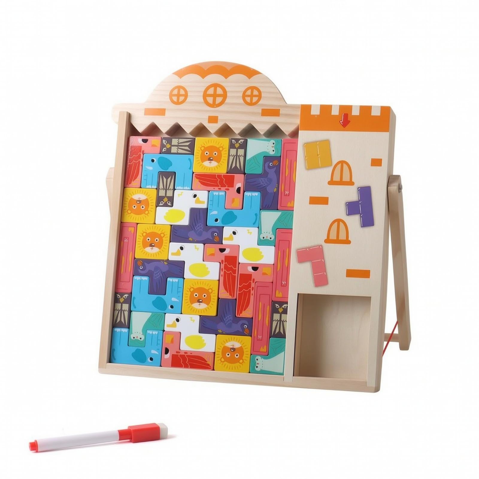 Gioco Incastro Stile Incastro Sicuro | Creativo, Puzzle in Legno con Cavalletto, Colorato, Giocattolo, per Scuola Infanzia, Asilo