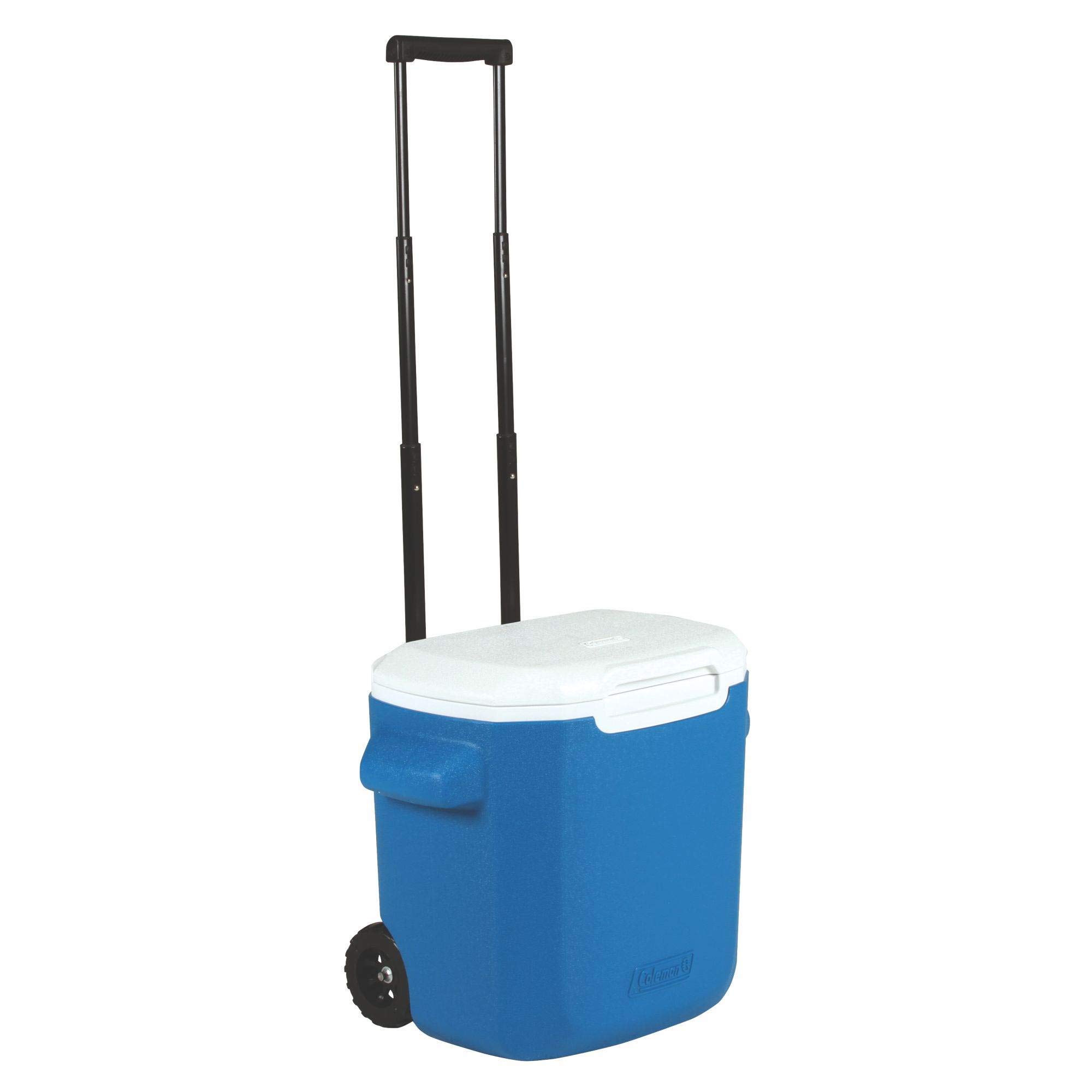 Coleman 16-Quart Personal Wheeled Cooler, front view with handle extended