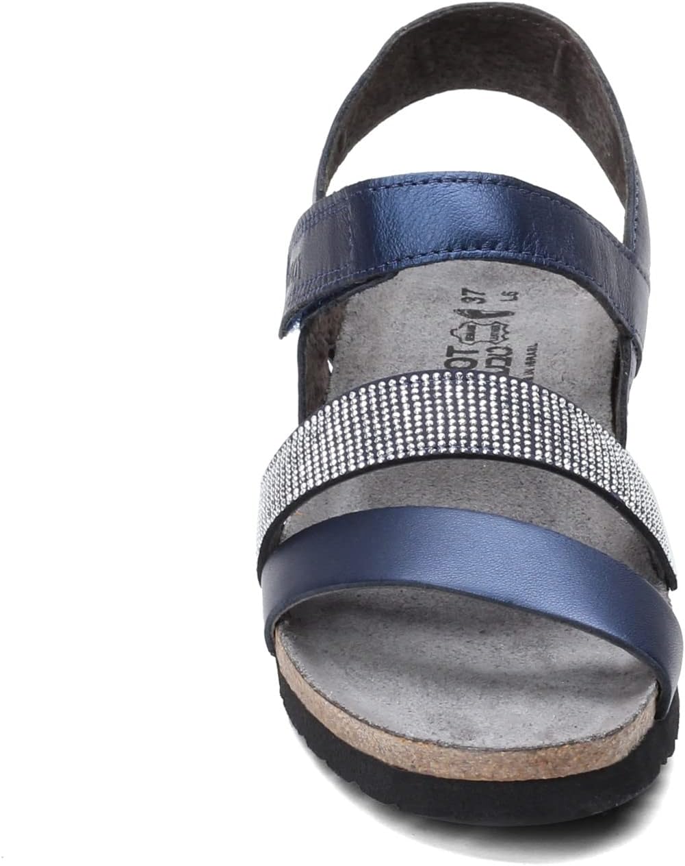 NAOT Women Krista Backstrap Sandal Polar Sea Lthr/Dark Blue w/Nikel Rivets 8-8.5 M US