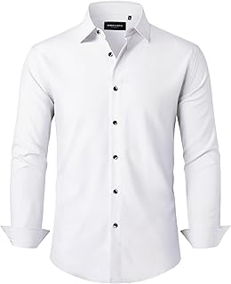 Mens Dress Shirts Stretch Long Sleeve Formal Business Wedding Button Down Shirt Wrinkle Free - Buy now