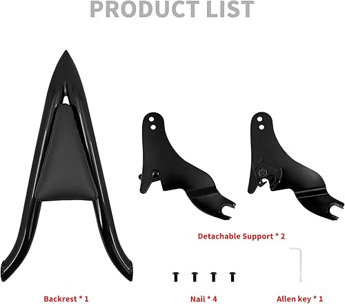 Miniatura 6 de HDBUBALUS Barra de asiento para motocicleta, respaldo trasero desmontable para Harley Touring Road King Road Glide Street Glide 2009-2022 Negro