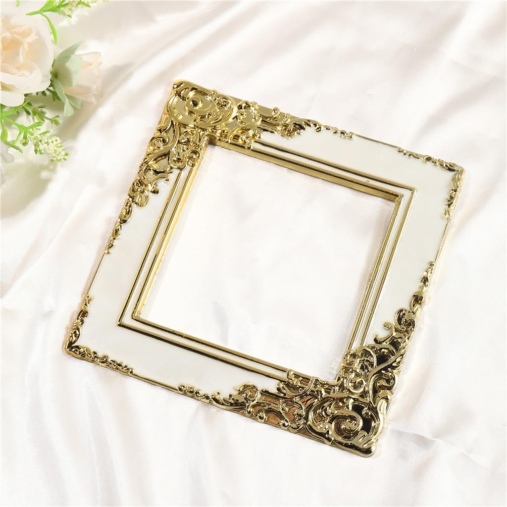 KLerDH Picture Frames, Retro Golden Resin Photo Frame Ornaments Vintage Positioning Jewelry Display Props