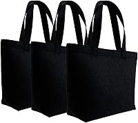 Vista 14 de Bolsa de fieltro, grande de 16 x 12 x 10 pulgadas, bolsas reutilizables color marrón claro, 3 piezas, bolsa de comestibles resistente con asas