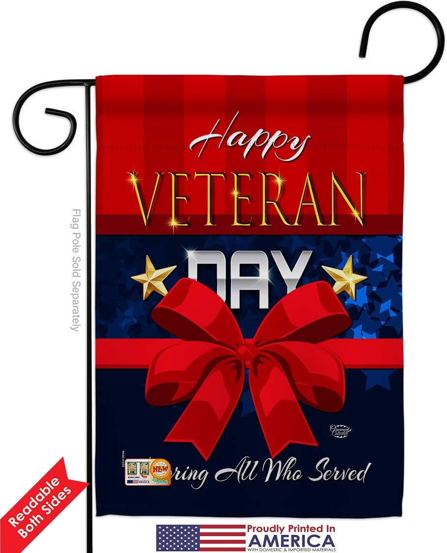 Service Happy Veteran Day Garden Flag Armed Forces All Branches Support Honor United State American Military Official Small Decorative Gift Yard House Banner Double-Sided Made In USA 13 X 18.5