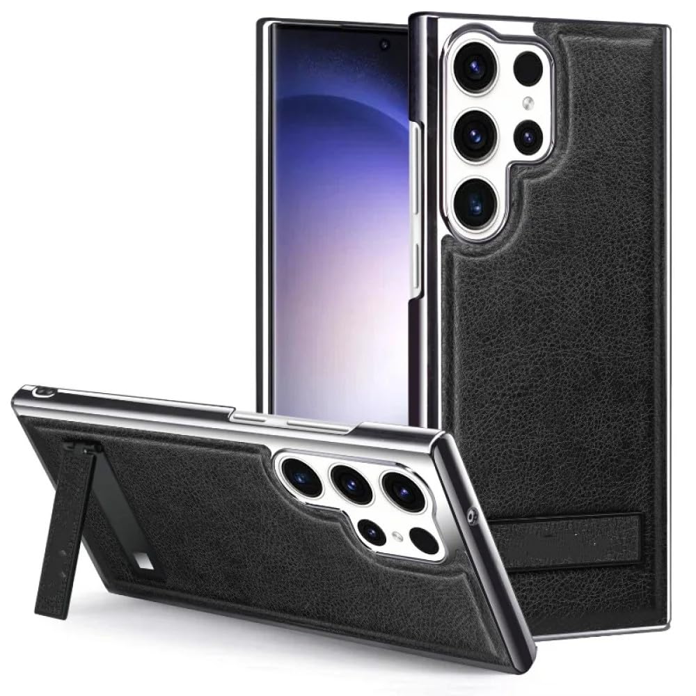 Coque Galaxy S24 PU cuir noir support vidéo idéal pour votre quotidien actif - 6