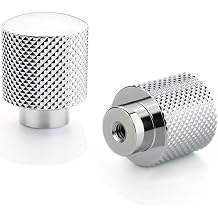 Polished Chrome Cabinet Knobs 6 Pack Knurled Round Drawer Knobs Solid Brass Dresser Handles Modern Kitchen Cabinet Hardware