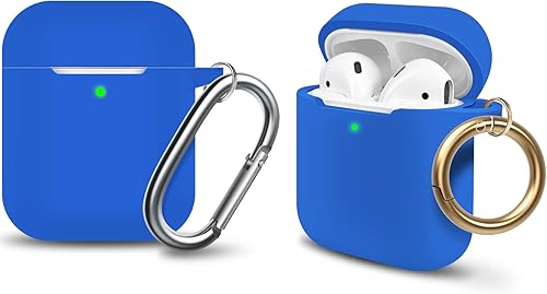 MOLOPPO Funda para AirPods, funda protectora de silicona suave con llavero para mujeres y hombres, compatible con Apple AirPods de 2 generación de 1