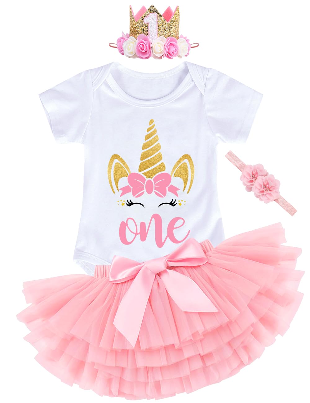 YYDSXK Vestito 1 Anno Bambina, Vestito per il Primo Compleanno per Baby Girl, Pagliaccetto, Tutu Gonna, Neonate Compleanno Outfit per Fotografico