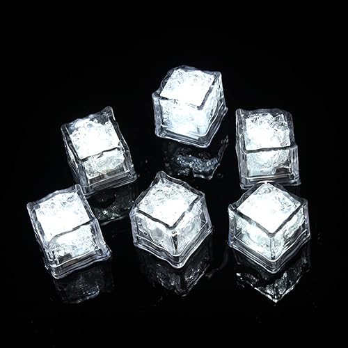 Miniatura 1 de Cubos de hielo con luz LED, paquete de 12 cubos de hielo multicolor intermitentes, reutilizables, brillantes, para bar, club, beber, fiesta, vino,