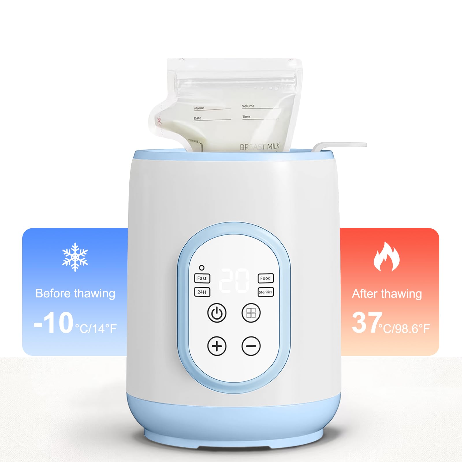 Scaldabiberon, Rapido Scaldalatte Bambini per Latte Materno o Formula, 8 in 1 Sterilizzatore per Biberon, Scongelamento Rapido Intelligente, Mantenimento in Caldo, Sterilizzazione, Facile da Usare