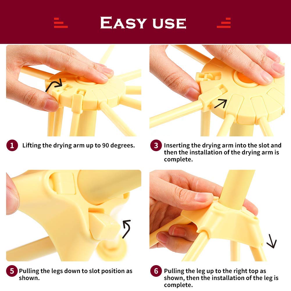 Séchoir à Pâtes Pliable 10 Barres - Support Séchage Nouilles Fraîches Maison En ABS