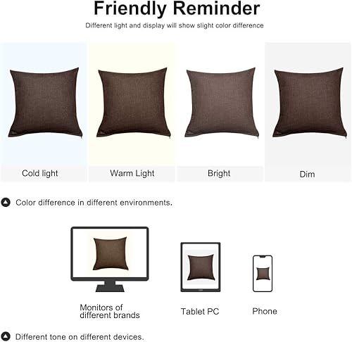 Miniatura 7 de uxcell Paquete de 2 fundas de almohada de lino, fundas de cojín de lino con forro de algodón en blanco, fundas de almohada cuadradas decorativas