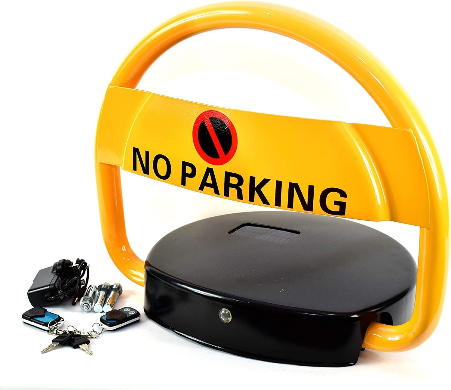 Automatic Remote Control Smart parking barrier Parking Lock Solar Lockable Car Parking Latch Space Lock with Locked Remote Control Anti-Interference Charged by Power Cable and Solar Panel