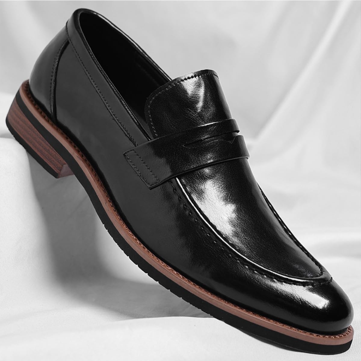Mocasines para Hombre, Castellano de Piel sin Cordones, Zapatos de Traje Estrechoe per Vestir de Boda de Negocios