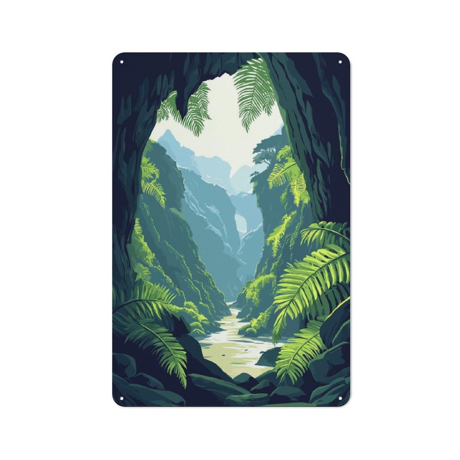 Junmoney Style Vintage Tin Sign 30X20cm With Jungle Canyon View For Kitchen Or Home Bar, Suited To Home Bar Enthusiasts