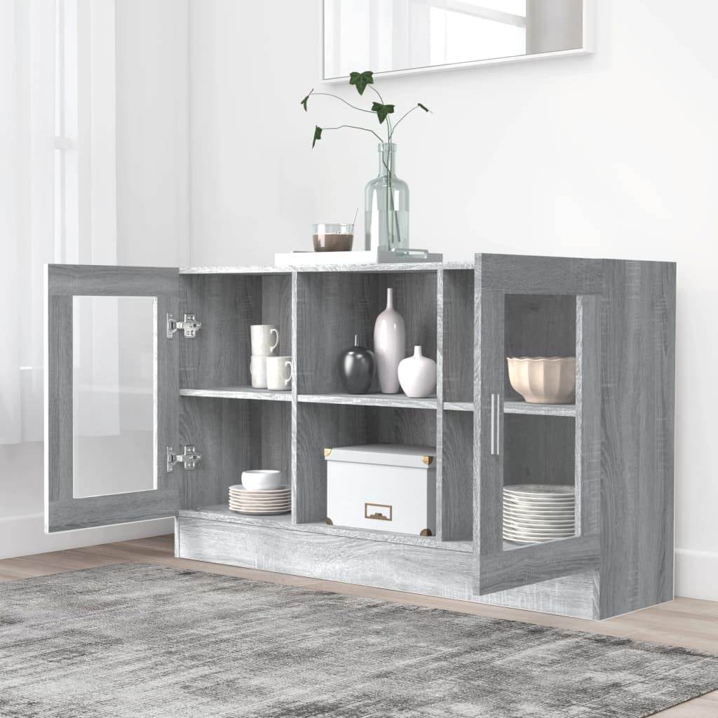 vidaXL Armoire à Vitrine Buffet Organisateur de Maison Meuble de Rangement Salle de Séjour Intérieur Sonoma Gris 120x30,5x70 cm Bois d'Ingénierie