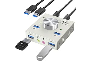 USB 3.0 Switch for Two Computers Sharing USB Devices and 3.5mm Headset