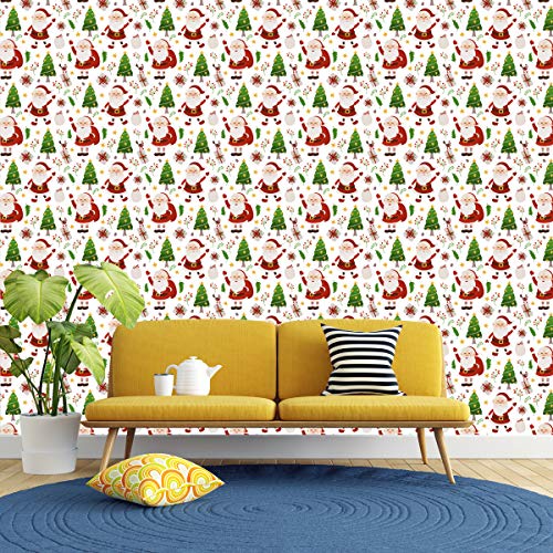Image of DWELLSINDIA Reindeer in Wood Pattern Self Adhesive Wallpaper Peel & Stick, Waterproof, Scratch Resistant, Laminated (41cm x 244cm, Multi, Reindeer)