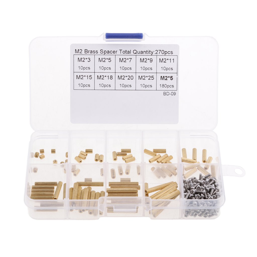 Enakshi 270Pcs M2 3-25mm Male to Female Brass PCB Standoff Screw Nut Assortment Set|Collectibles-image-14