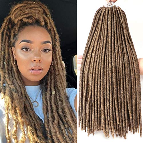 7 Packs 18 Inch Dreadlocs Faux Locs Hair Extensions Straight Goddess Locs Synthetic Crochet Hair Soft Crochet Braids (18 Inch, M27#)