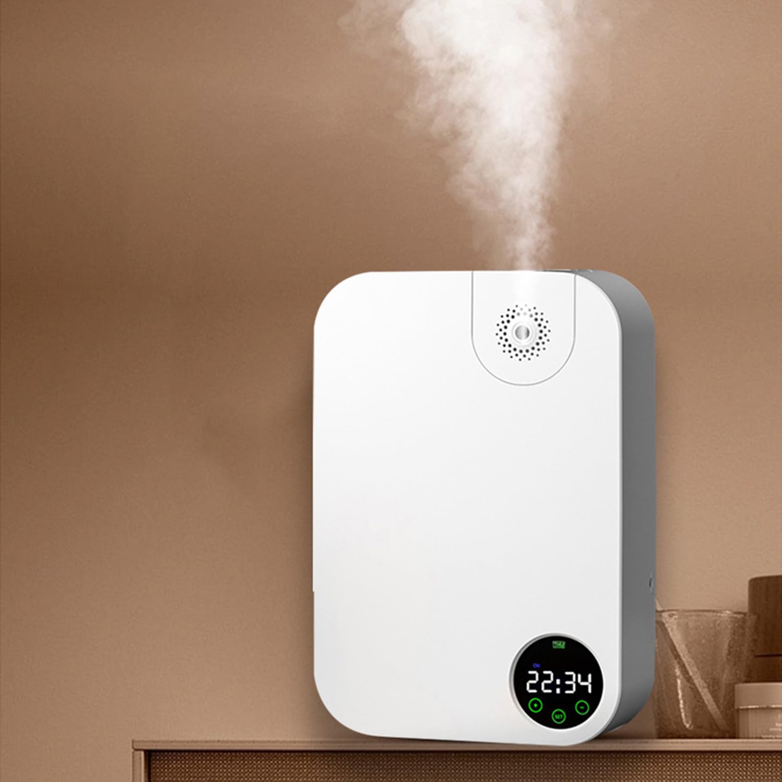 Difusor De Aromaterapia Inteligente, Difusor De Aceites Esenciales con Tecnología De Aire Frío, Ajuste De Tiempo De 4 Segmentos, con Panel Táctil, Instalación En Pared O Escritorio