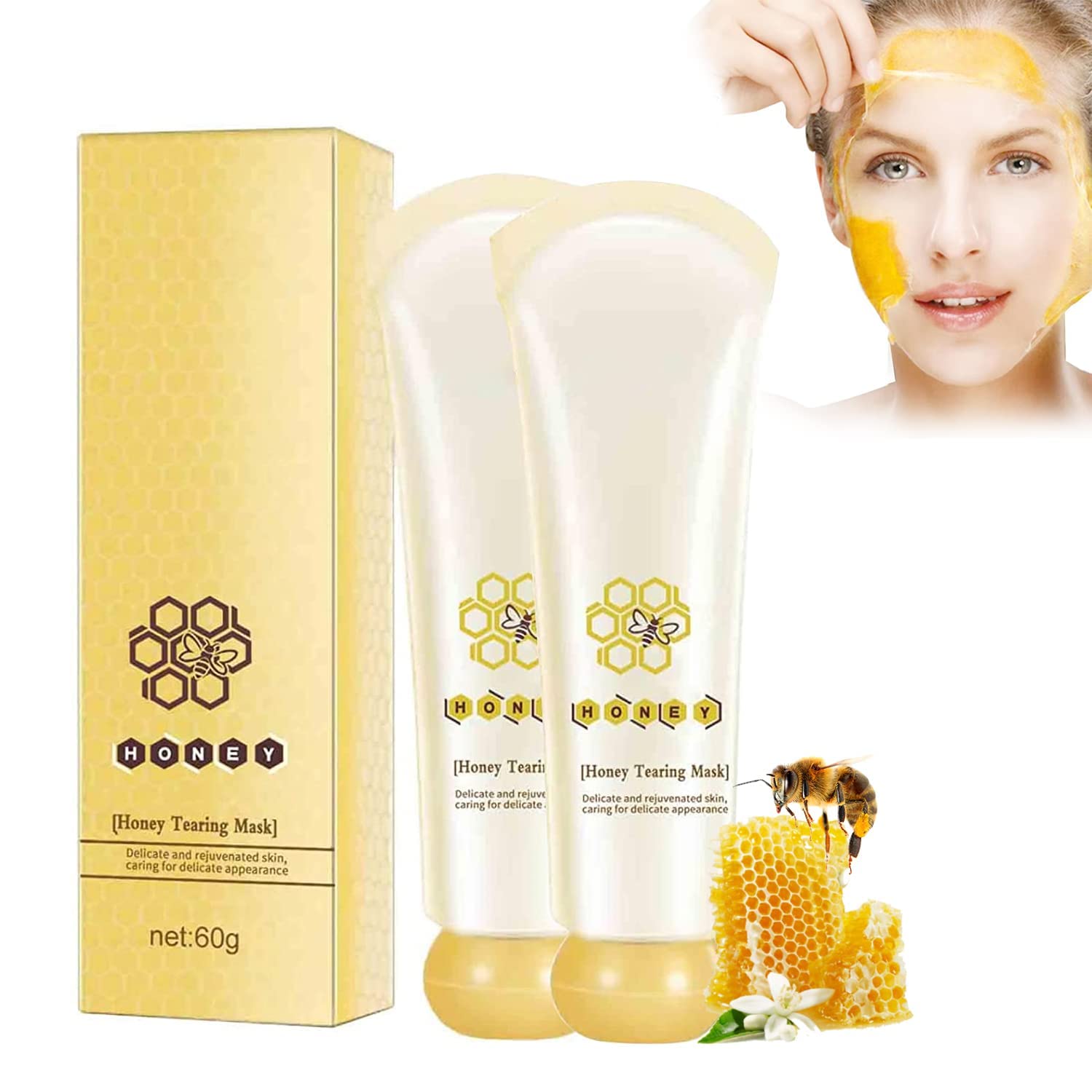 Honey Mask,Honey Tearing Mask Peel,Blackhead Remover Mask,Deep Cleansing and Remove Dead Skin, Blackhead Control & Shrink Pores (2PC) #6