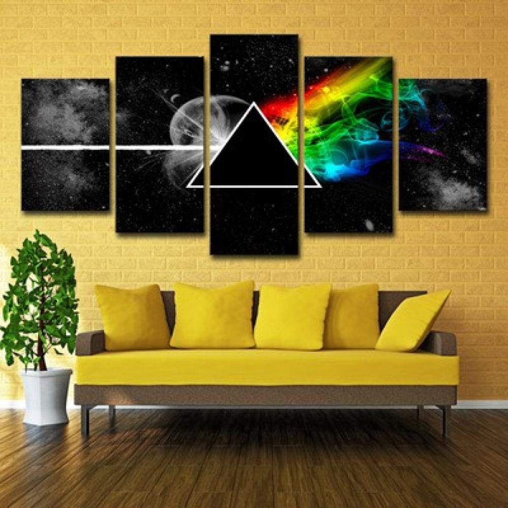 Posters Prints Art Decor Wall 5 Pcs Sunset Beach Painting Hd Printed Modular Canvas Pink Floyd Rock-Frameless,20X35/45/55Cm