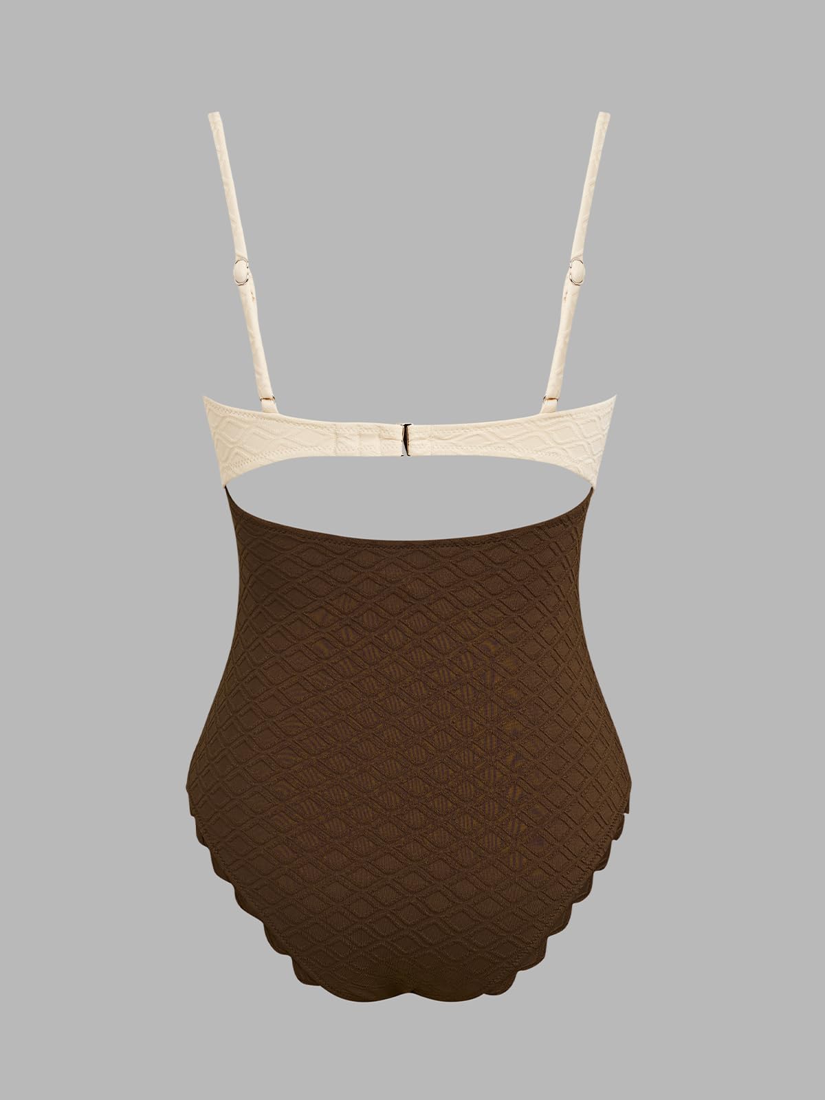 CUPSHE Damen Badeanzug Cut Out Muschelsaum Einteilige Bademode Swimsuit | Verstellbare Träger, Weicher Stoff, Herausnehmbare Cups, Rückenverschluss, Muschelkante, Zierausschnitte