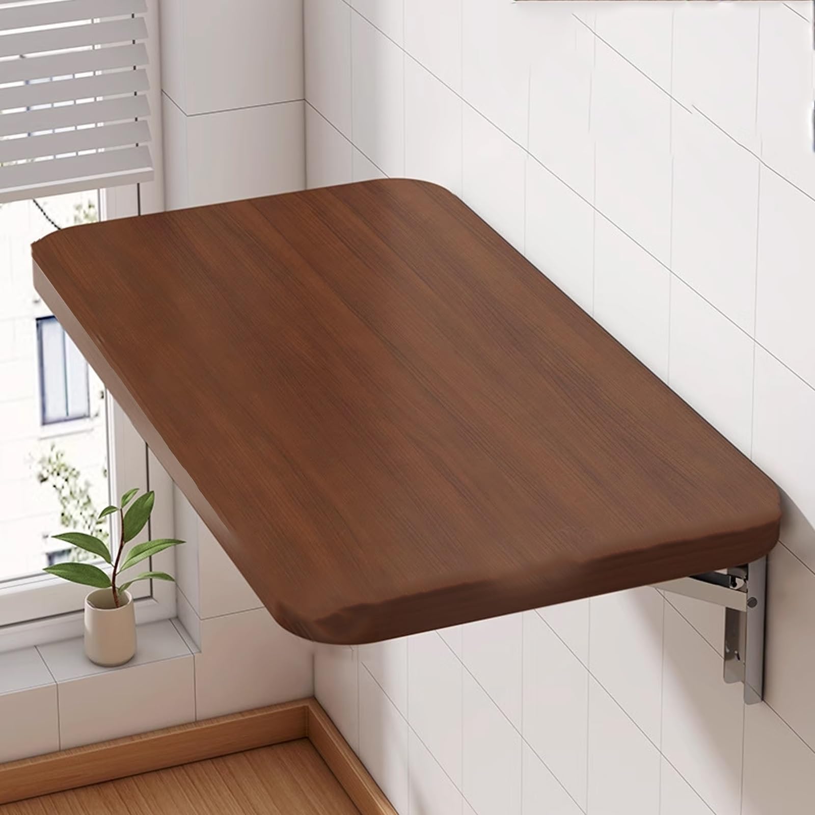 Bureau mural pliable ordinateur table flottante bois massif 60x30