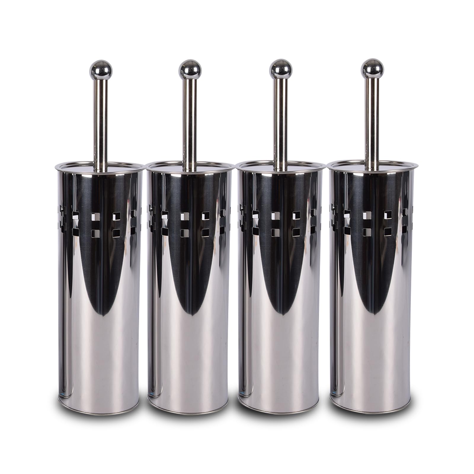 Brosse WC acier inoxydable argentée lot de 4 pour hygiène salle de bain