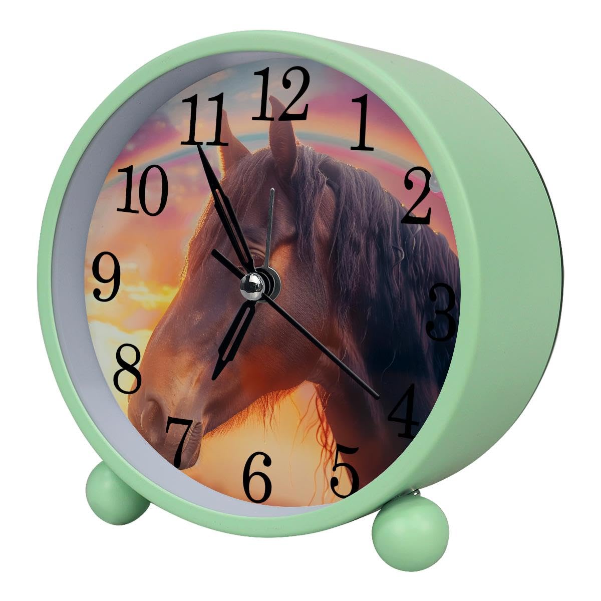 Luoweisi Alarm Clock Horse Rainbow, Silent Non-Ticking with Night Light