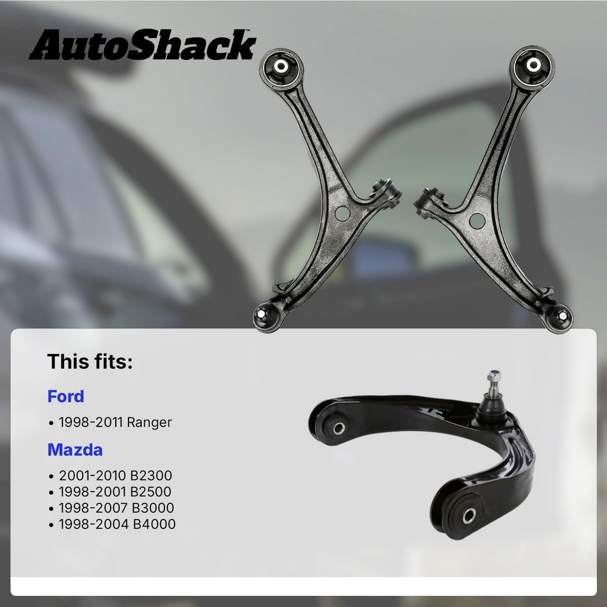 AutoShack Front Lower Control Arms and Ball Joint with Bushings Replacement for 1998-2011 Ford Ranger 2001-2010 Mazda B2300 1998-2007 Mazda B3000 2-PC Set