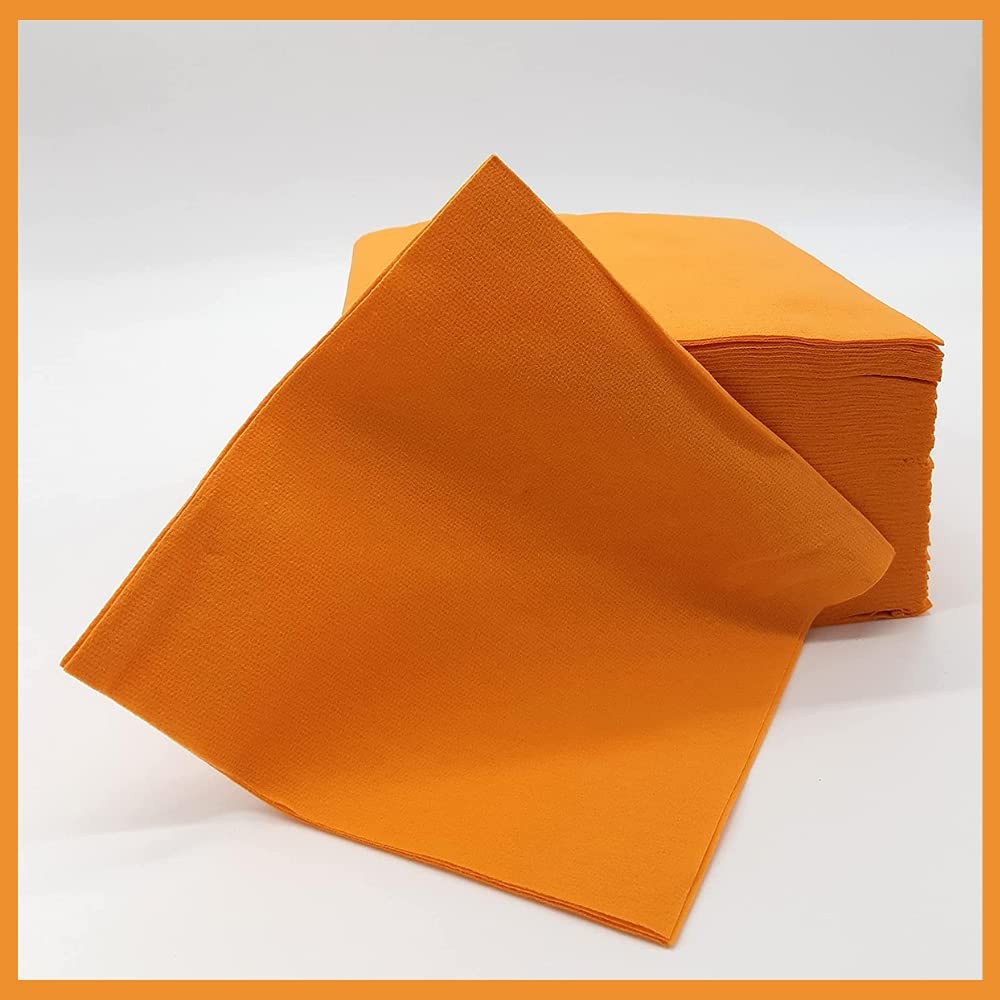 DSTOCK60 - Serviettes de Tables en Papier AIRLAID - Coloris Orange - Lot de 400 Serviettes - Ultra absorbantes, Serviettes de Tables jetables de qualité supérieures