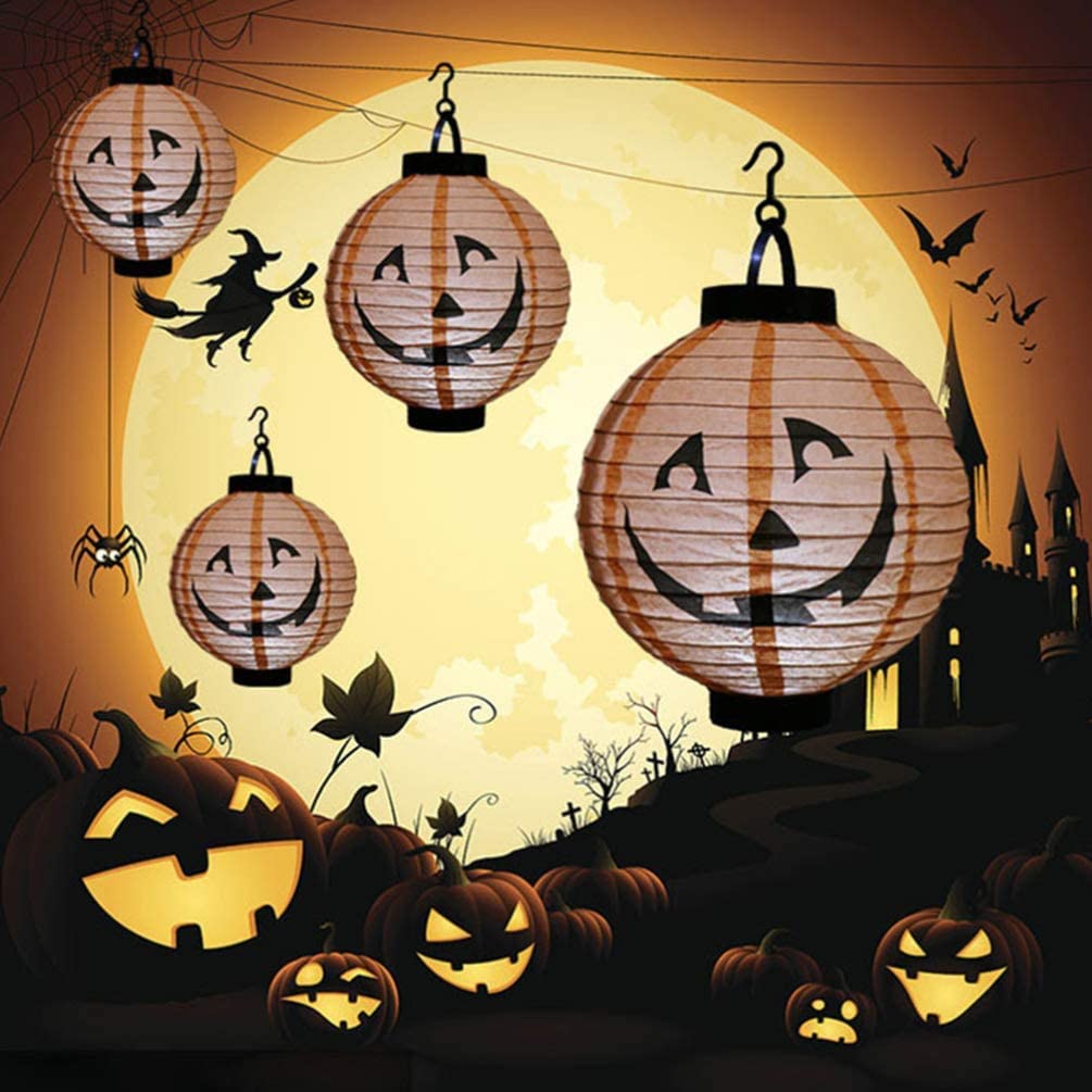 Latarnia na Halloween 8 Sztuk Halloween Dynia Papierowa Latarnia Okrągły Pająk Czarownica Bat Dekoracja na Halloween