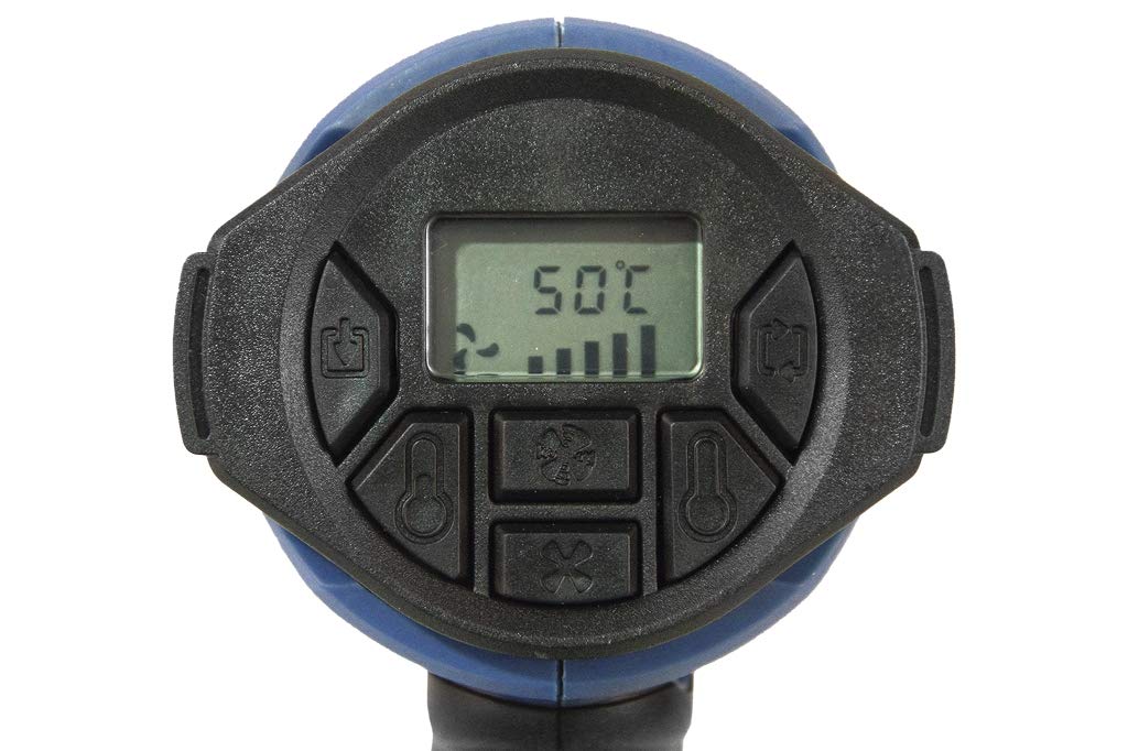 Cofan Pistola de aire caliente 2000 W | LCD digital display |Temperatura regulable 50° hasta 650° | 5 accesorios para decapar, deformar tubos, encoger PVC