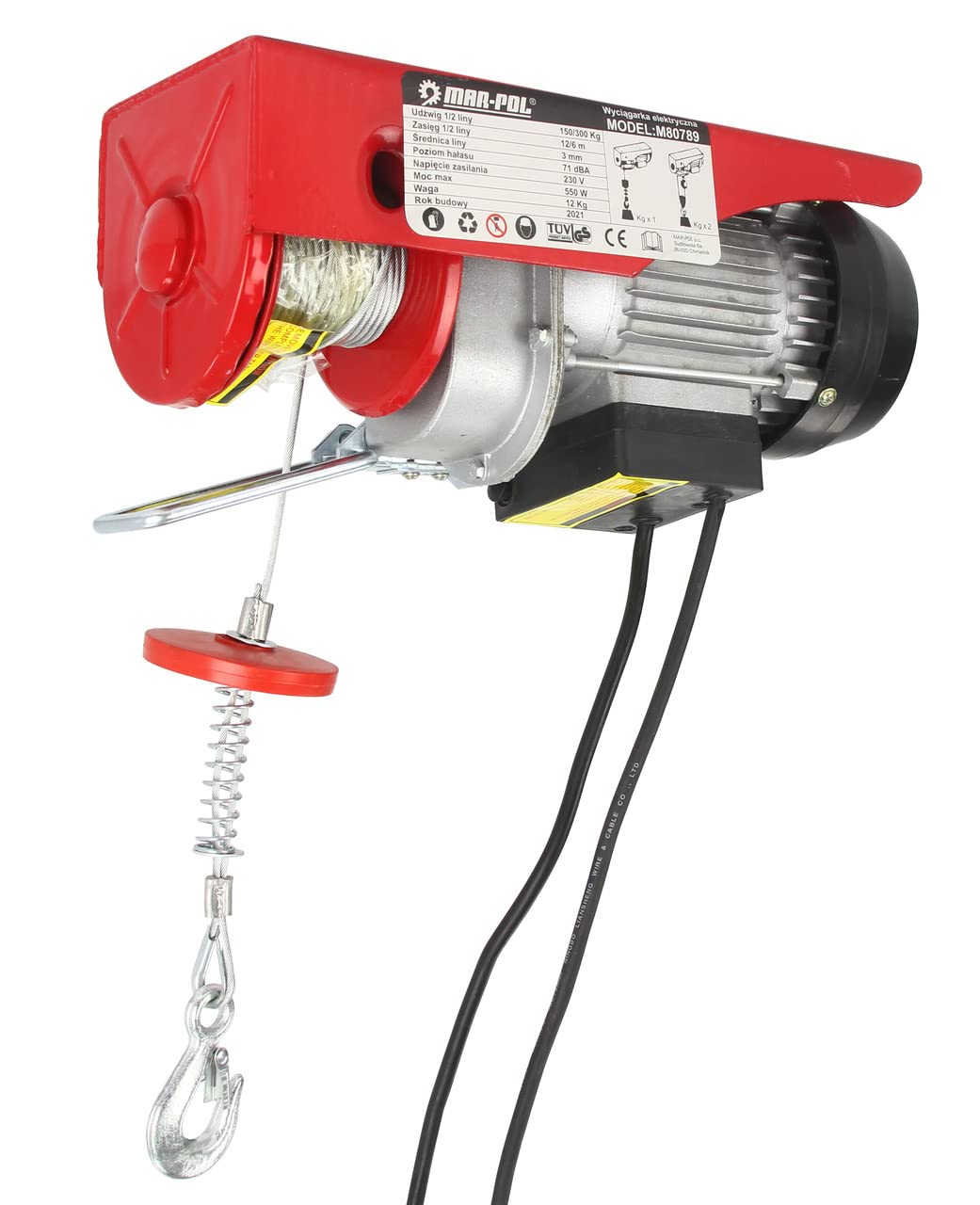 Argano elettrico Paranco sollevatore Montacarichi 150kg / 300kg 550W Verricello Corda Acciaio Ø3mm 12m/6m telecomando da Soffitto Balcone Professionale Domestico