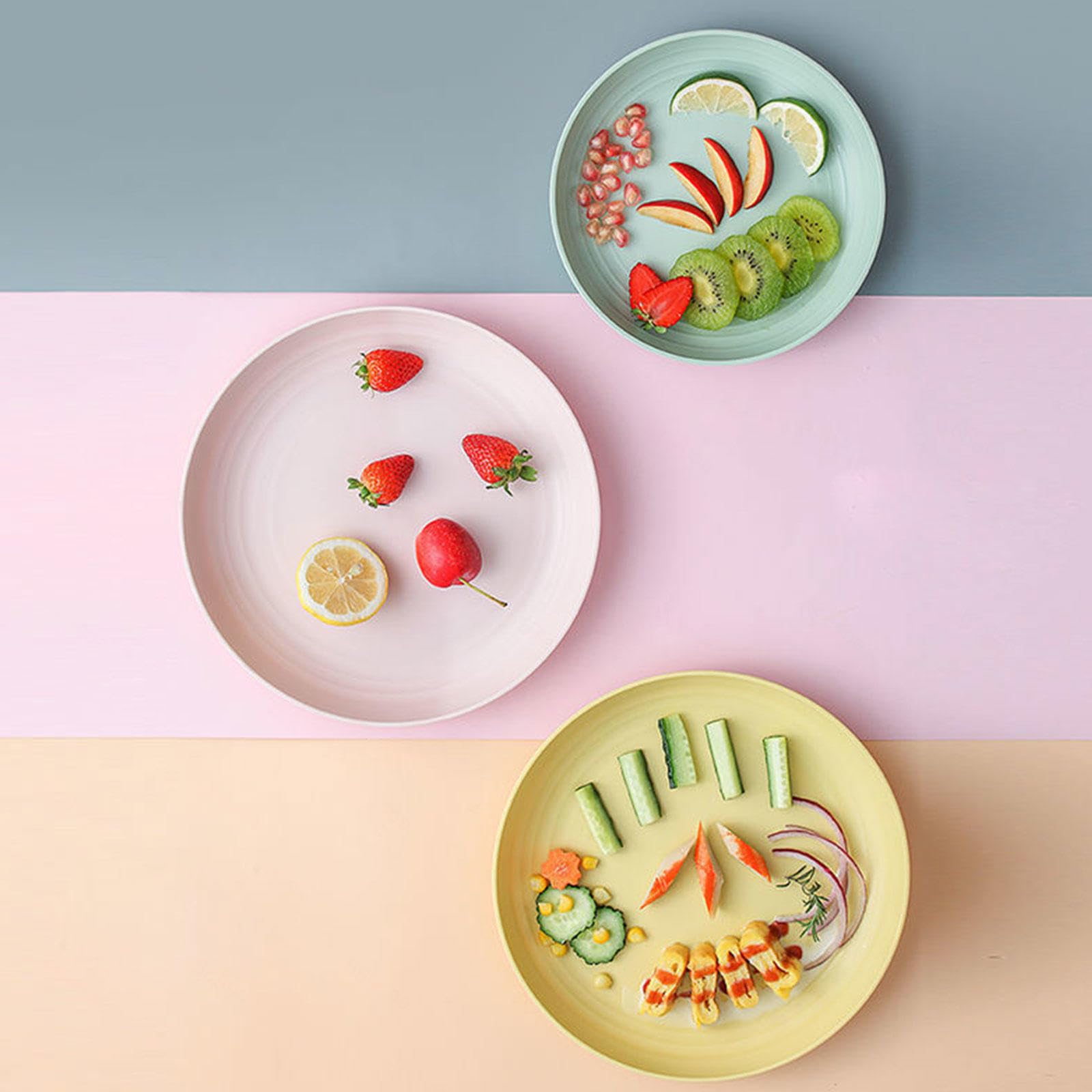 Platos Grandes de Plastico Hondos 8 Piezas, Irrompible y Reutilizable, Platos Llanos Ligeros para Pasta y Cuenco Redondo para Bolas de Masa Hervida,Green-8inch