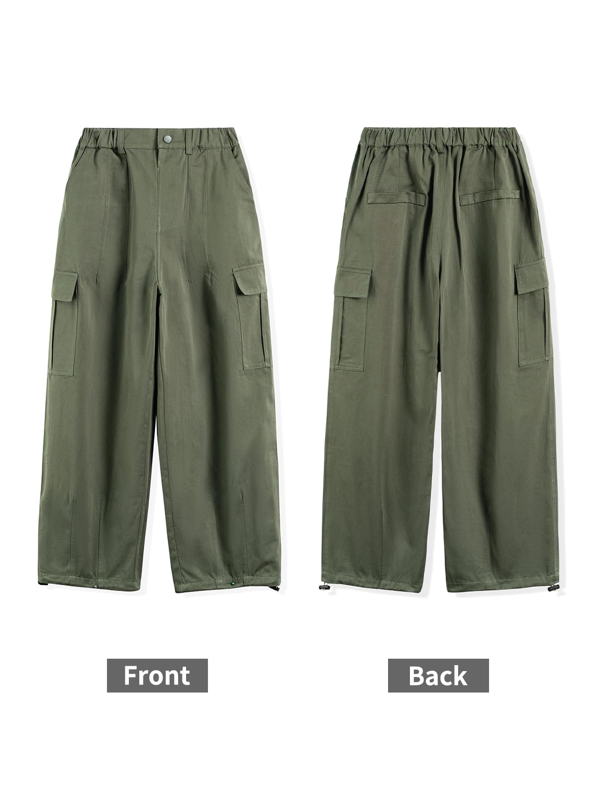 Rolanko Pantalon Cargo pour Filles, Pantalon Baggy en Coton à Taille Elastiquée avec Plusieurs Poches pour Les Enfants de 6 à 15 Ans