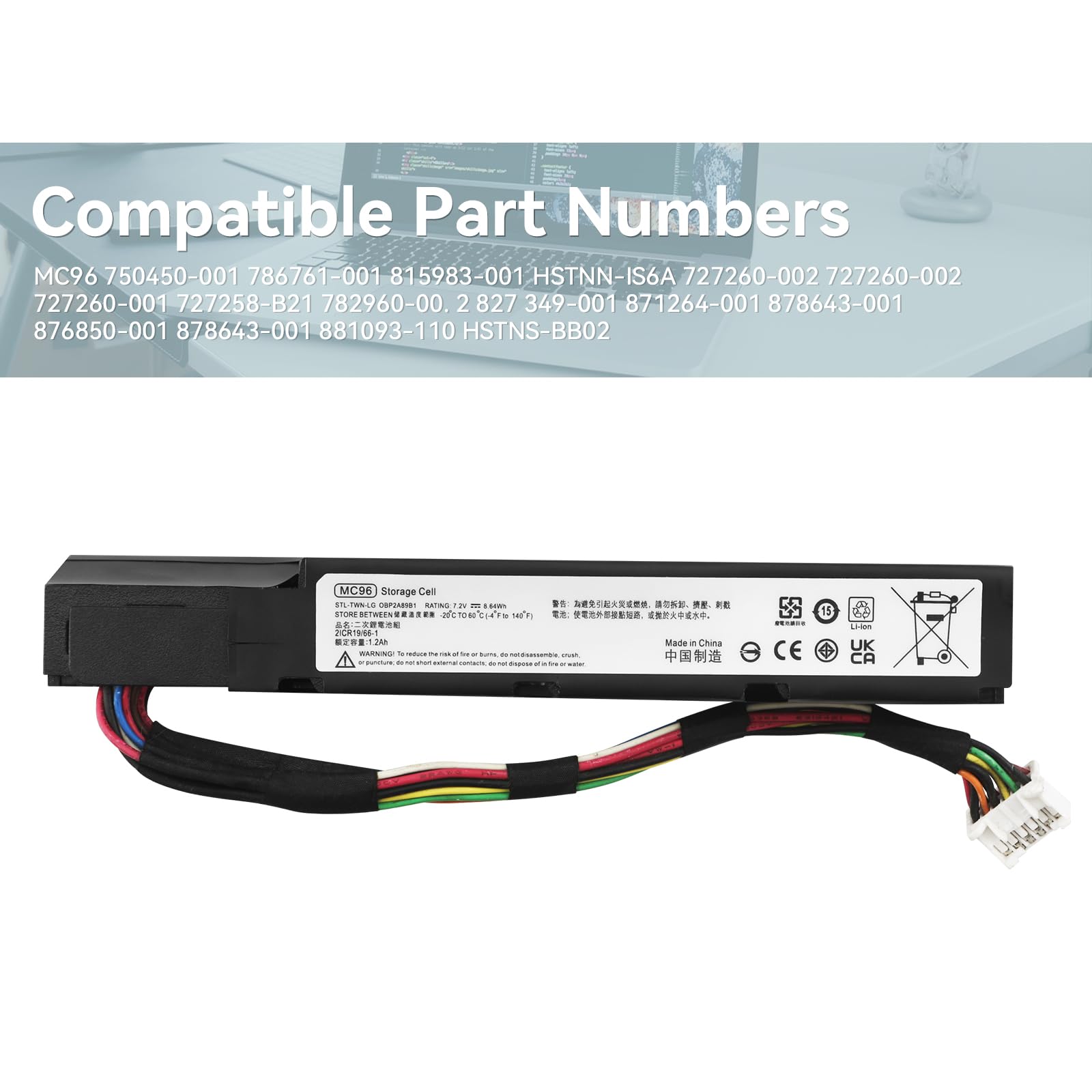 MC96 Batería para HPE Smart Array P840 P440 P840AR P440AR SAS Raid Controller Storage ProLiant DL20 DL60 DL80 DL120 DL160 DL180 DL325 DL345 DL360 DL365 DL380 DL385 DL388 DL560 DL580 Gen9 Gen10 Gen11