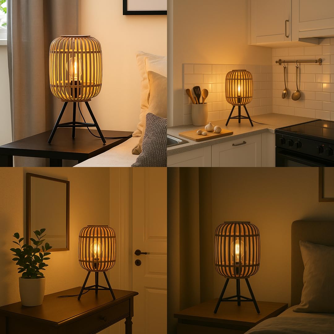 BRILLIANT Woodrow Tischleuchte hellbraun, E27, LED-geeignet