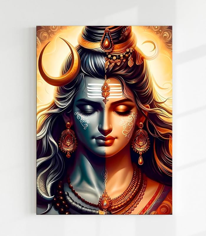 Ardhanarishvara Acrylic Wall Painting | UV Printed Shiva Parvati Religious Wall Frame for Home Temple, Living Room, Office, Meditation Room & Spiritual Wall Decor (12x18 Inch)-image-14