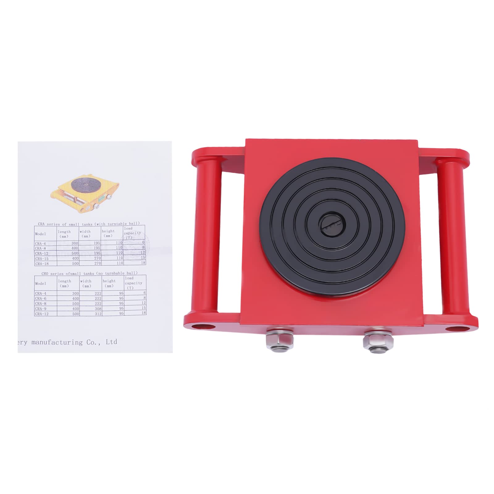 Vonvver Red Machinery Skate Dolly 6T - Industrial Machinery Mover With 4 Pu Wheel, Heavy Duty Machinery Moving Skate 360° Rotation Non-Slip Cap For Industrial Moving Equipment (Red)