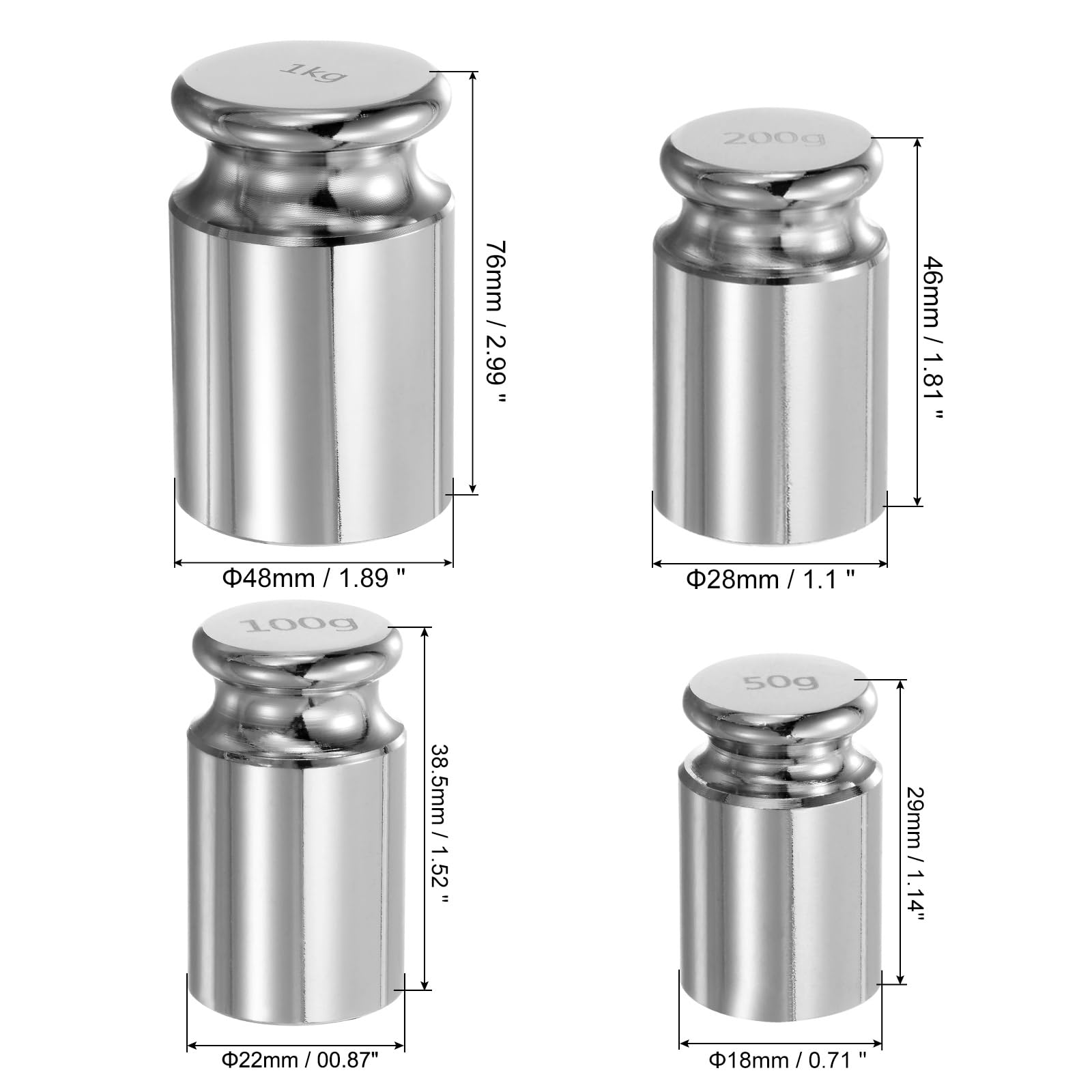 QUARKZMAN 13pz Set di Pesi di Calibrazione in Grammi 50g 100g 200g 1kg M1 Acciaio Cromato di Precisione per Bilance Digitali
