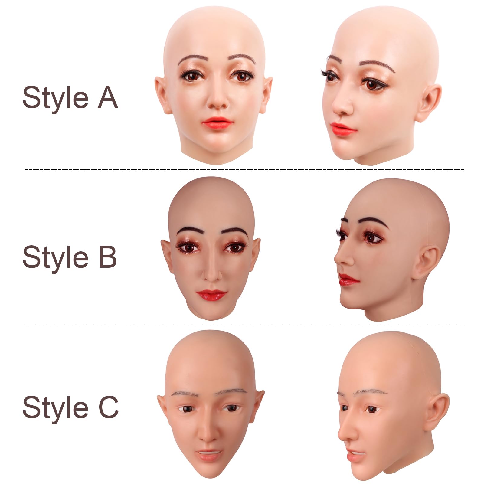 QIAOYIQIAO Silicone Mask Realistic Face Mask Lifelike Silicone Female Head Mask Can Make up for Crossdresser Halloween Transgender (Color 2 - Image 2