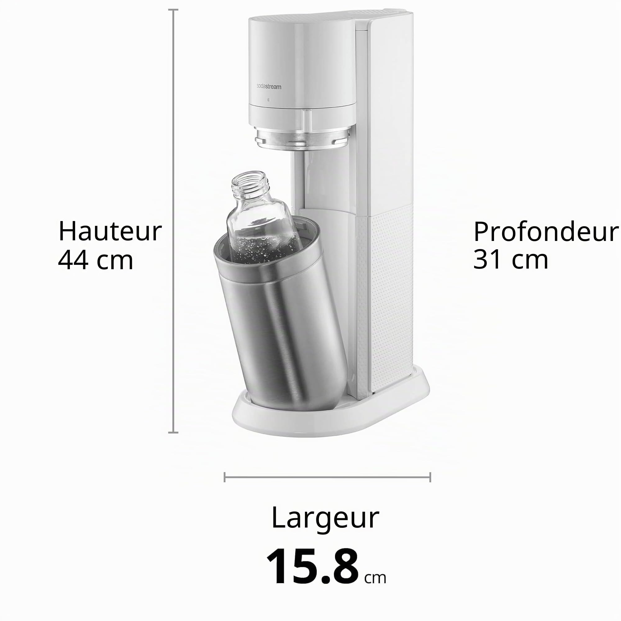 SodaStream Duo Machine à Eau Scintillante, 2x Bouteilles d'Eau Gazeuses 1L, Bouteille en Verre ou en Plastique, Noir
