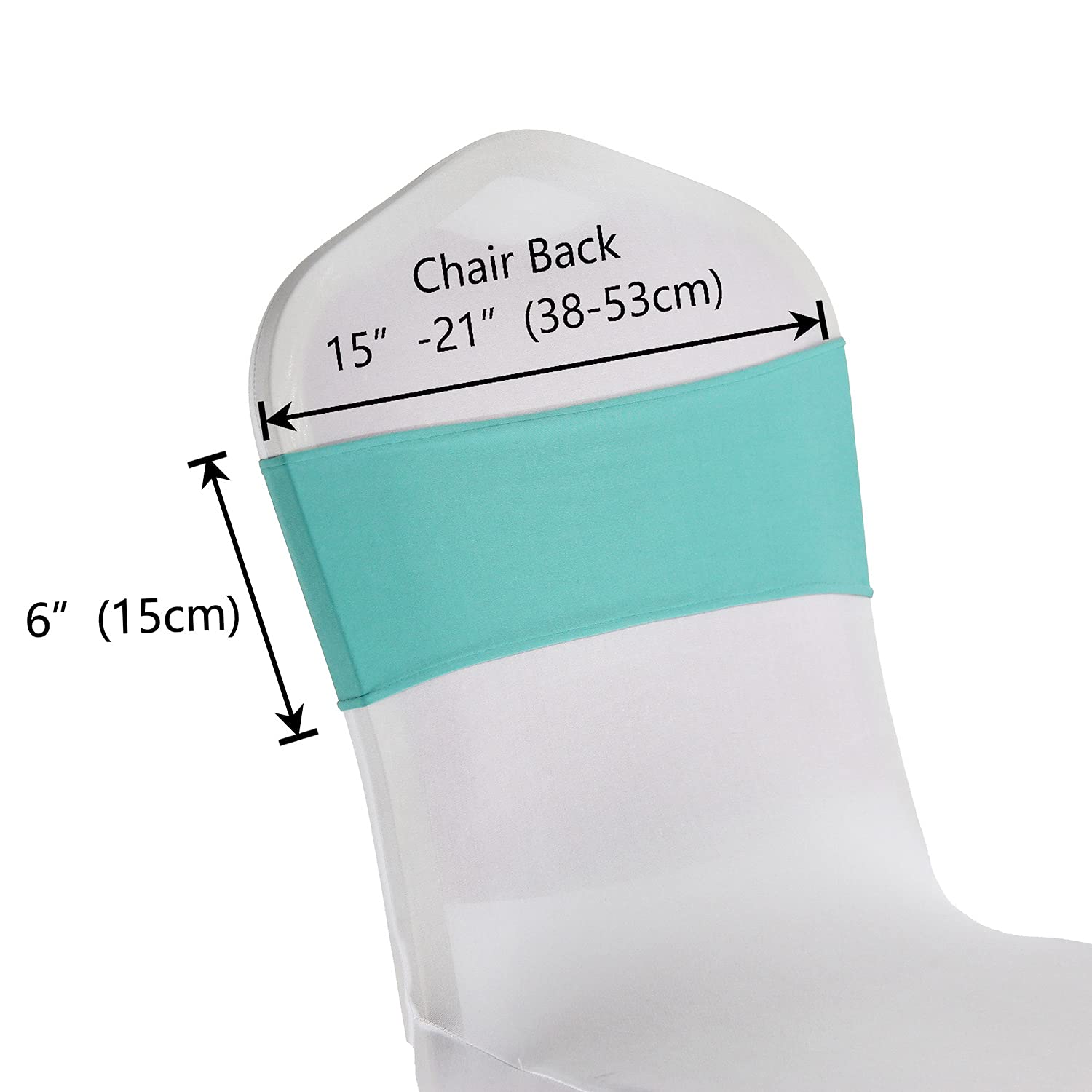 Welmatch Turquoise Spandex Chair Bands Sashes 50 Pcs Wedding Banquet 