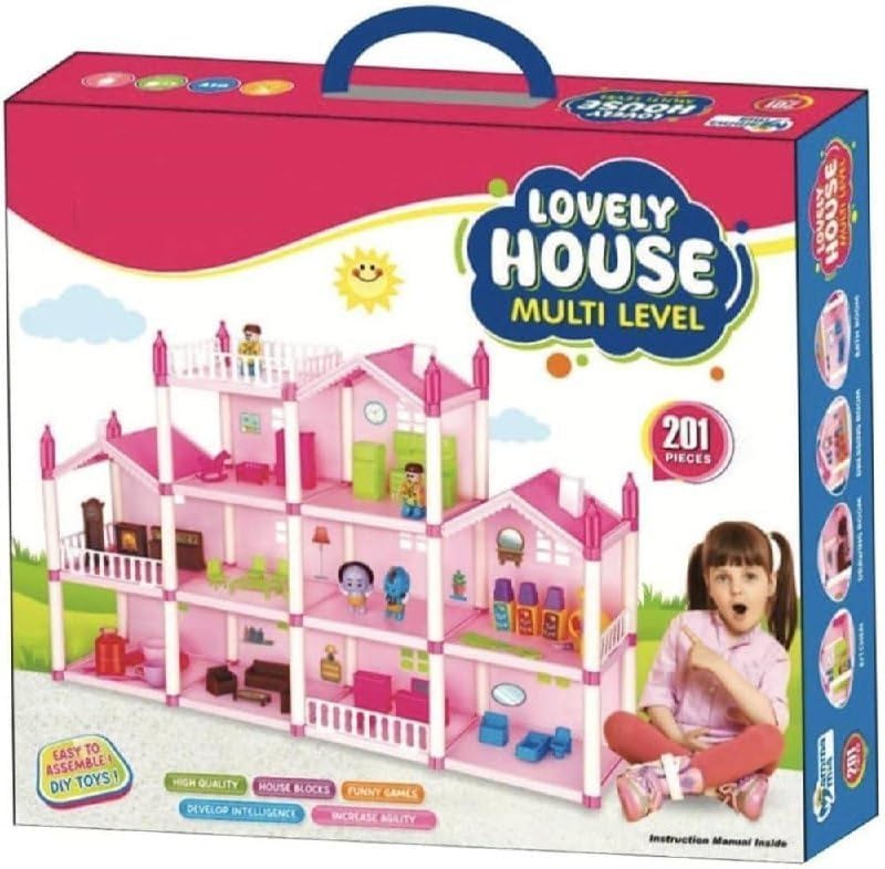 Doll House Toy | 201 Pieces DIY Dream Home Playset with Furniture & Figures | Easy Assemble Dollhouse for Kids Girls Age 3+-image-27