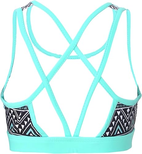 Miniatura 5 de Doomiva Traje de baño tankini para niñas y niñas, con tirantes delgados, top corto con pantalones cortos, traje de baño para bailar