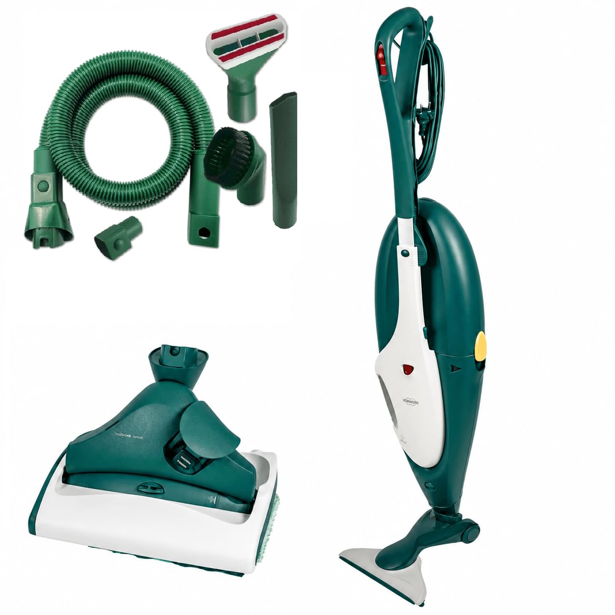 VORWERK FOLLETTO VK136 RIGENERATO COME NUOVO CLASSE A+++ - Aspirapolvere con Filo 900W con Spazzola HD35, Filtro HEPA e 6 Sacchetti Compatibili (Kit: Lavapavimenti Sp520 + Tubi, VK136)