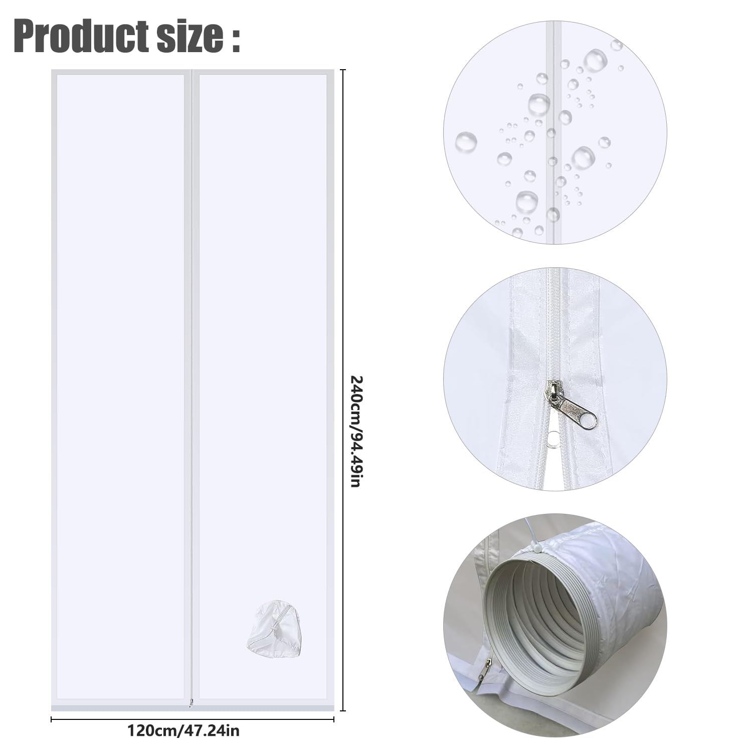 Guarnizione Porte per Condizionatore Portatile, Guarnizione Porte per Condizionatore D'aria, con Cerniera，Facile da Montare，Per Tutti Climatizzatori Mobili (120 * 240cm)